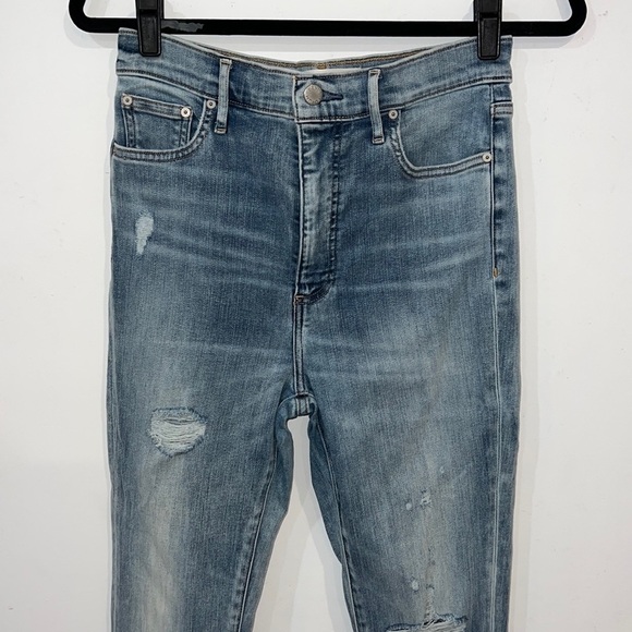 Denim Forum Blue Distressed Lola high rise skinny crop raw hem jeans size 29 - Picture 3 of 14